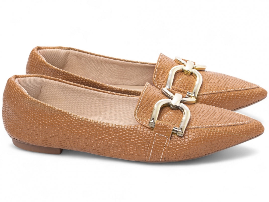 Sapatilha Mocassim Lezard Brilhante - Elegância Versátil com Toque Brilhante