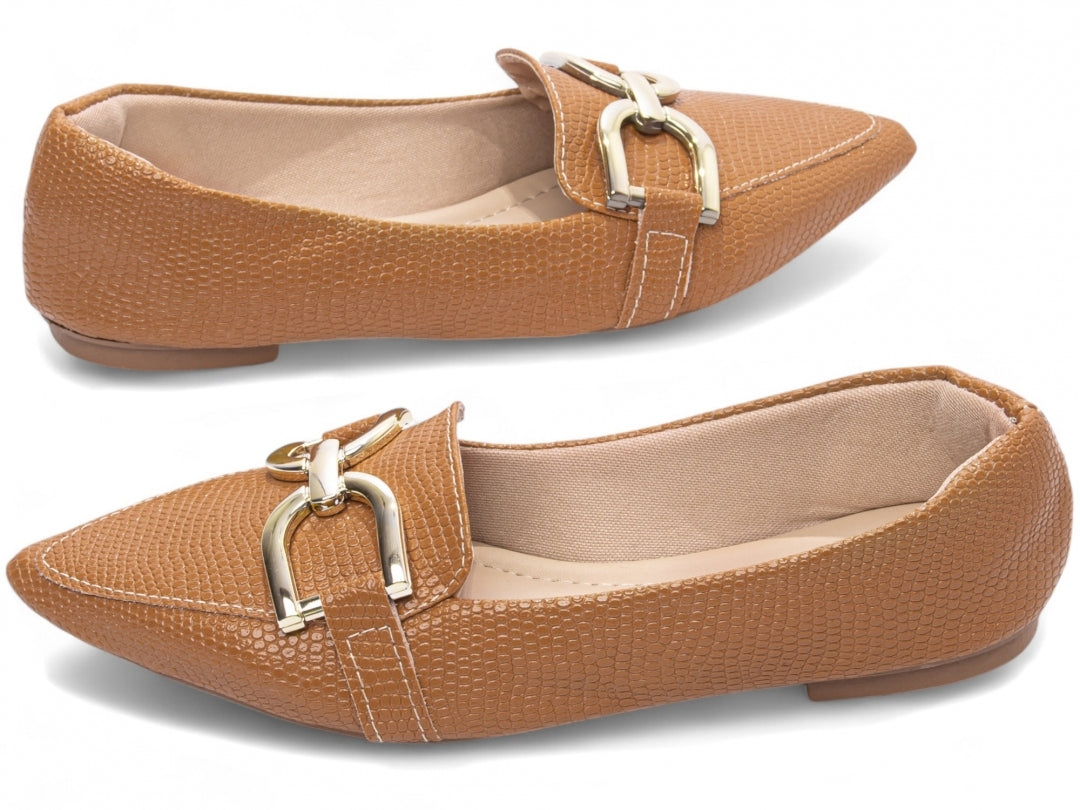 Sapatilha Mocassim Lezard Brilhante - Elegância Versátil com Toque Brilhante