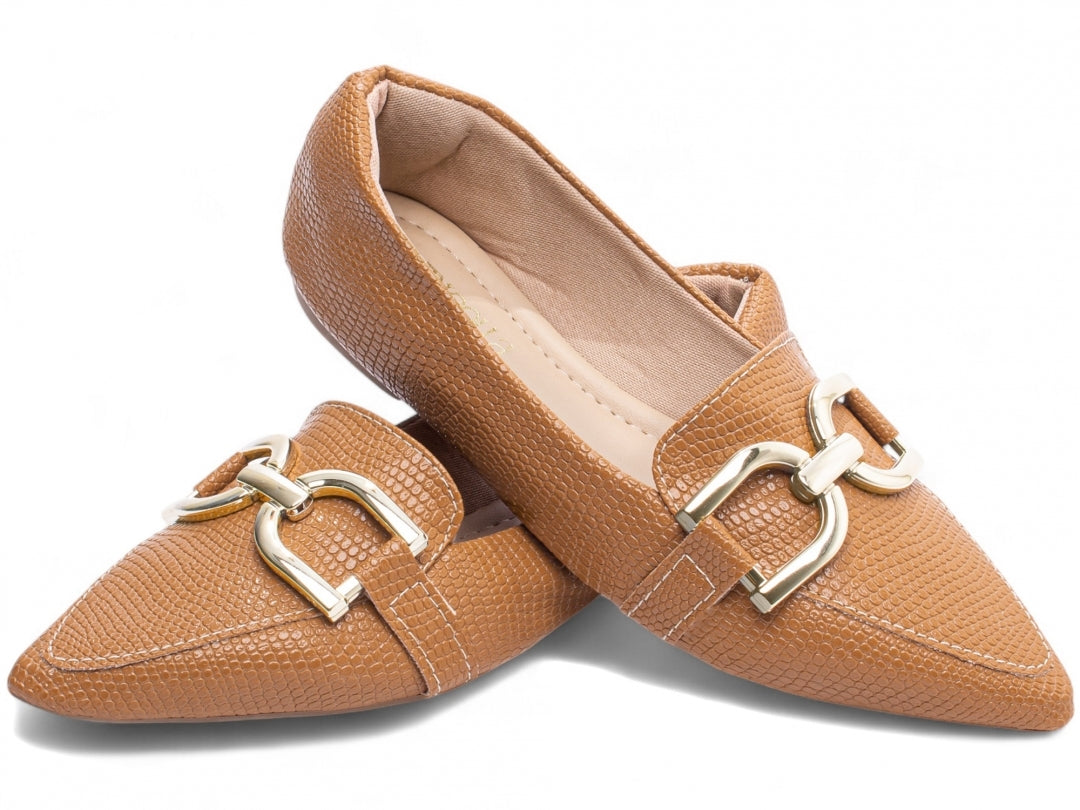 Sapatilha Mocassim Lezard Brilhante - Elegância Versátil com Toque Brilhante