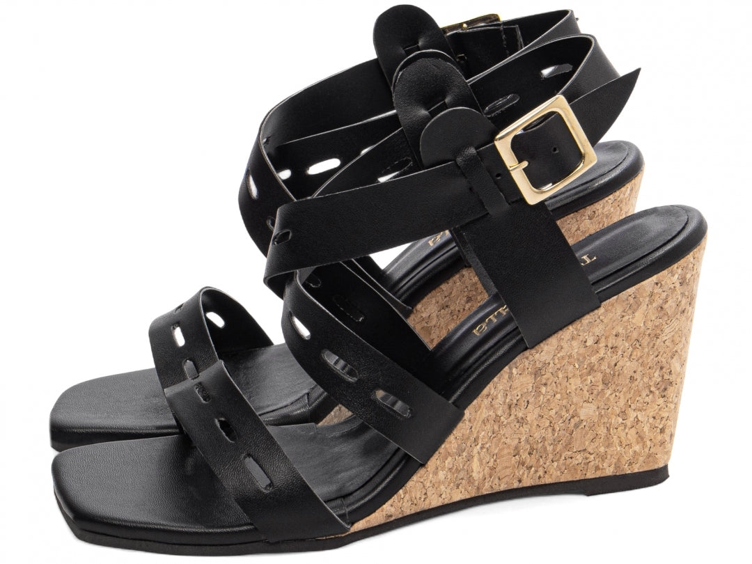 Sandália Anabela Fivela Rustica - Conforto com Design Marcante