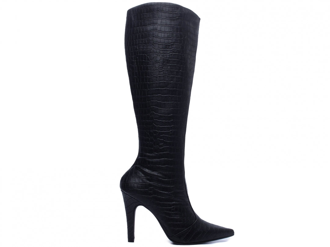 Bota Luxe Preta Torrícella - Cano Alto Liso - Bico Fino