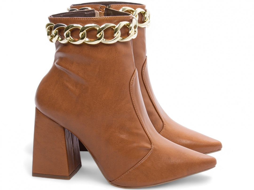 Bota Unique Torrícella - Pulseira com Corrente Dourada -Bico Fino
