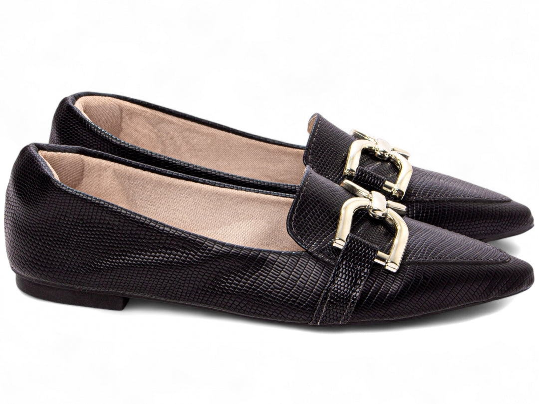 Sapatilha Mocassim Lezard Brilhante - Elegância Versátil com Toque Brilhante