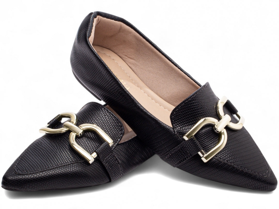Sapatilha Mocassim Lezard Brilhante - Elegância Versátil com Toque Brilhante