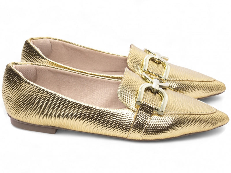 Sapatilha Mocassim Lezard Brilhante - Elegância Versátil com Toque Brilhante