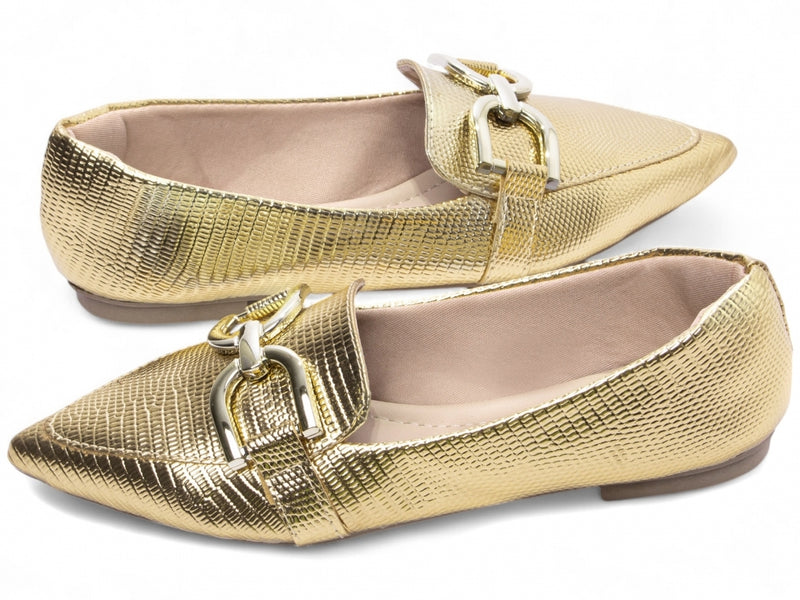 Sapatilha Mocassim Lezard Brilhante - Elegância Versátil com Toque Brilhante