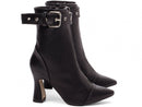 Bota Elegance Preta Torrícella - Fivela Prata - Bico Fino