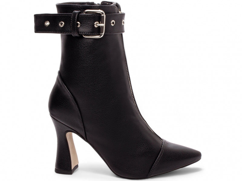 Bota Elegance Preta Torrícella - Fivela Prata - Bico Fino