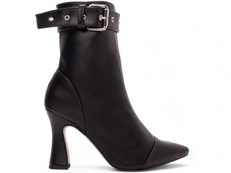 Bota Elegance Preta Torrícella - Fivela Prata - Bico Fino