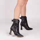 Bota Elegance Preta Torrícella - Fivela Prata - Bico Fino