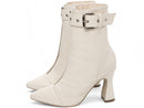 Bota Elegance Off White Torrícella - Fivela Prata - Bico Fino