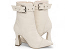 Bota Elegance Off White Torrícella - Fivela Prata - Bico Fino