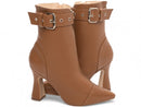 Bota Elegance Caramelo Torrícella - Fivela Off White - Bico Fino
