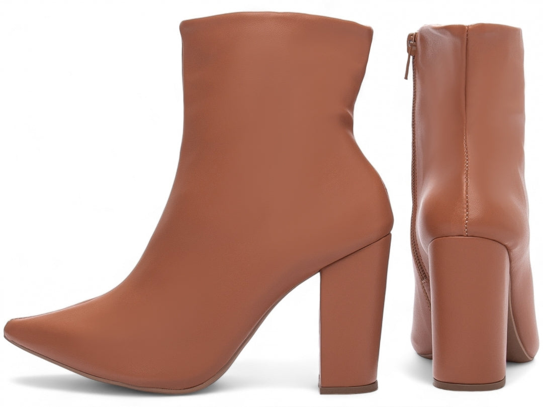 Bota Caramelo Elegance Torrícella - Zíper interno na cor Caramelo - Cano Curto