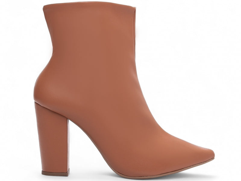 Bota Caramelo Elegance Torrícella - Zíper interno na cor Caramelo - Cano Curto