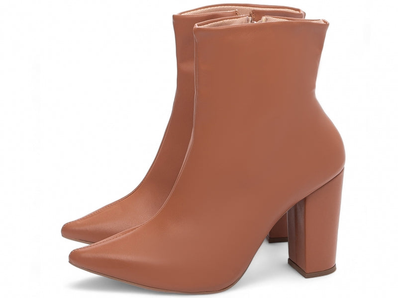 Bota Caramelo Elegance Torrícella - Zíper interno na cor Caramelo - Cano Curto