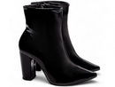 Bota Preto Verniz Elegance Torrícella - Zíper interno na cor Preto - Cano Curto