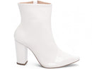 Bota  Verniz Branco Elegance Torricella - Zíper interno na cor Branco - Cano Curto