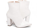Bota  Verniz Branco Elegance Torricella - Zíper interno na cor Branco - Cano Curto