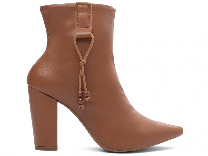 Bota Caramelo Lacinho de Cordão Torrícella - Cano Curto - Bico Fino