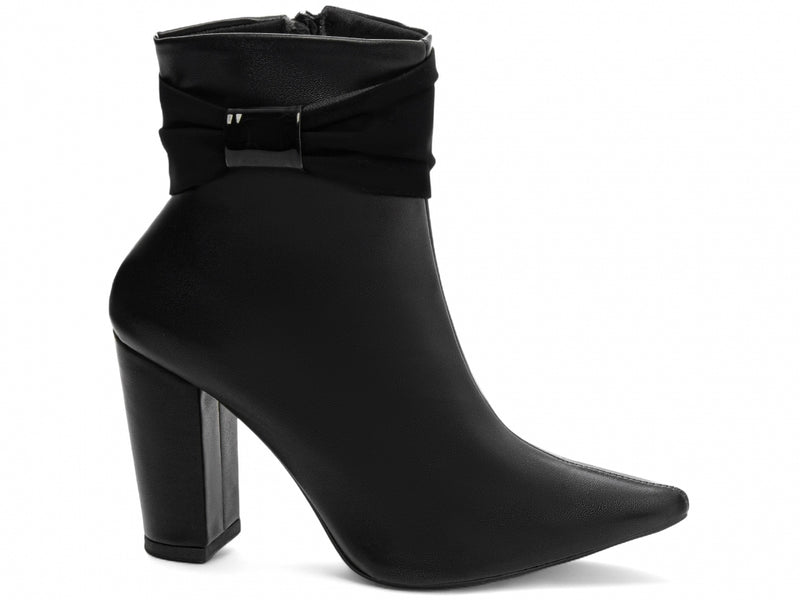 Bota Preta Luxe Torrícella - Lacinho Preto - Bico Fino