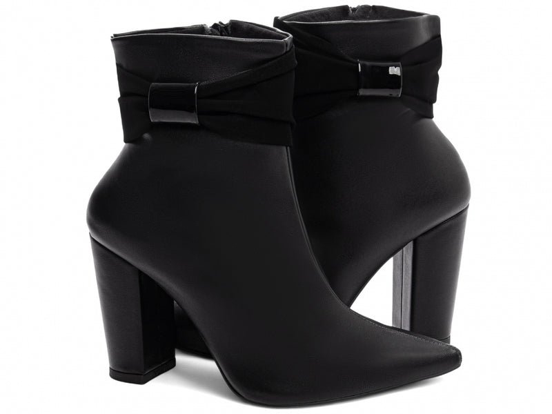 Bota Preta Luxe Torrícella - Lacinho Preto - Bico Fino