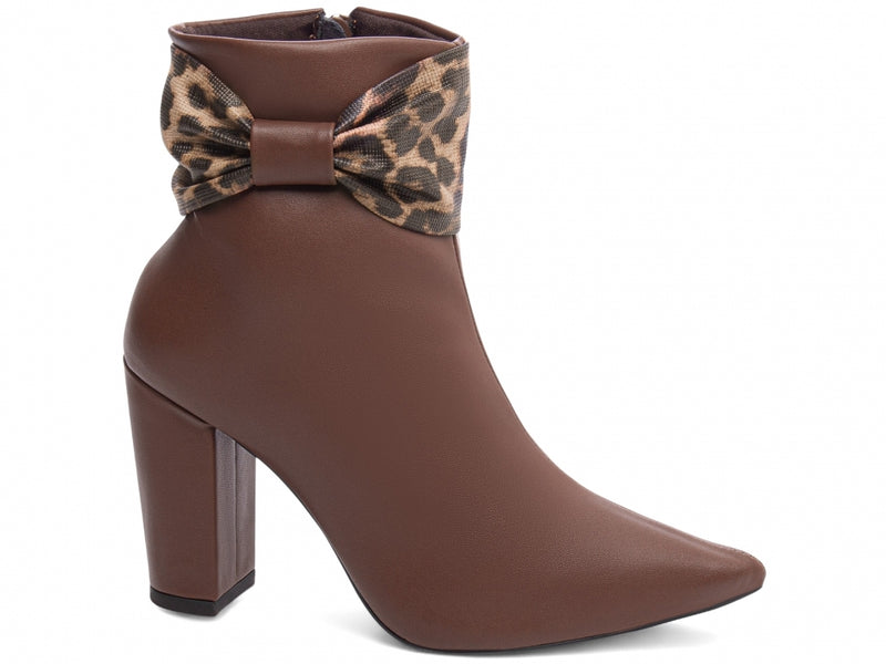 Bota Marrom Café Luxe Torrícella - Lacinho de Onça - Bico Fino