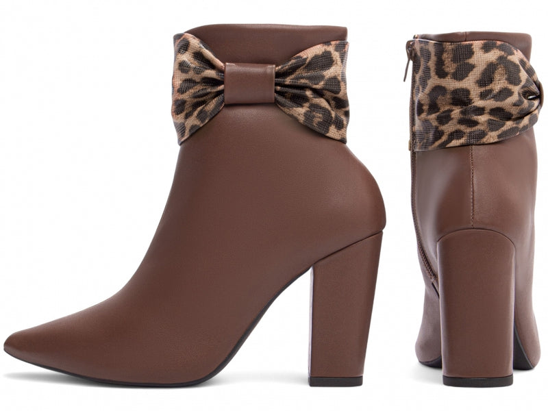 Bota Marrom Café Luxe Torrícella - Lacinho de Onça - Bico Fino