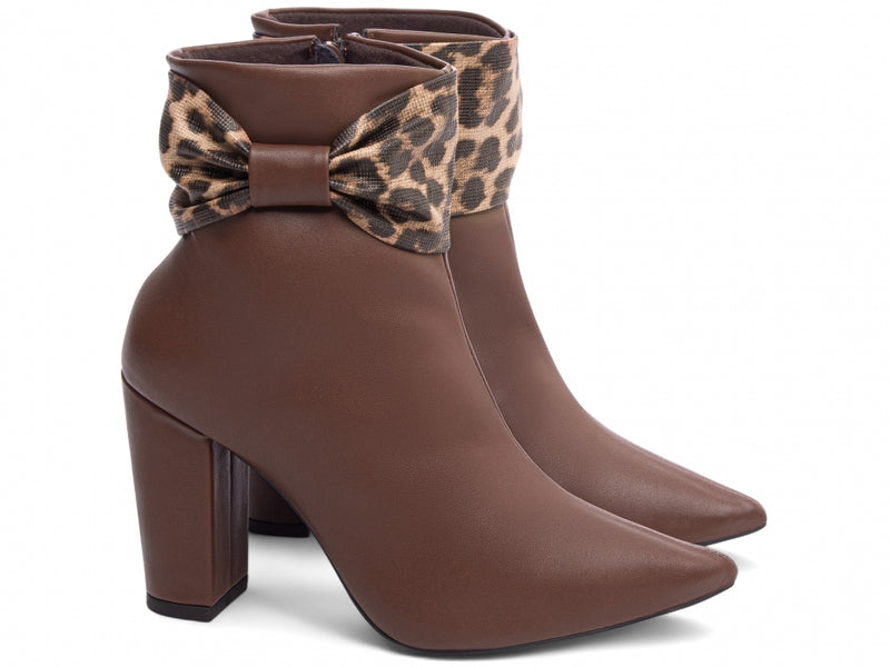Bota Marrom Café Luxe Torrícella - Lacinho de Onça - Bico Fino