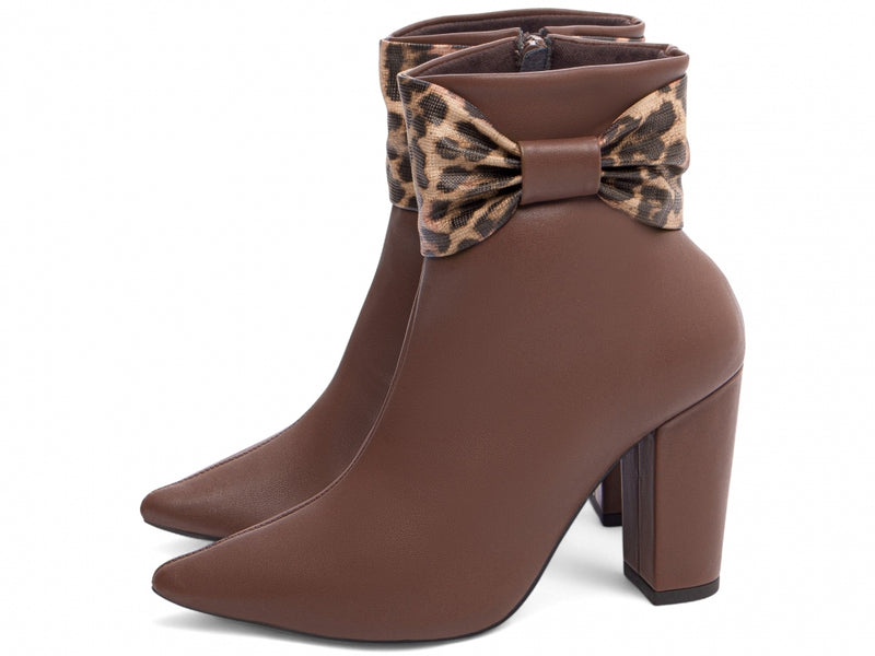 Bota Marrom Café Luxe Torrícella - Lacinho de Onça - Bico Fino