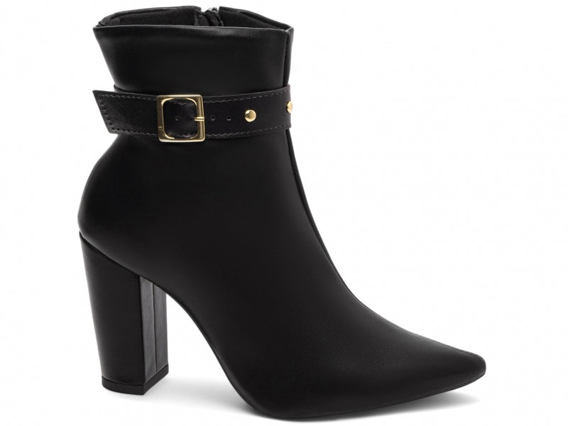 Bota Preta Torrícella - Fivela Dourada - Bico Fino