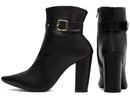 Bota Preta Torrícella - Fivela Dourada - Bico Fino