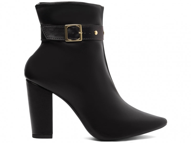 Bota Preta Torrícella - Fivela Dourada - Bico Fino