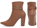 Bota Fivela Dourada Caramelo Torrícella - Cano Curto - Bico Fino