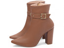 Bota Fivela Dourada Caramelo Torrícella - Cano Curto - Bico Fino