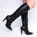 Bota Luxe Preta Torrícella - Cano Alto Liso - Bico Fino