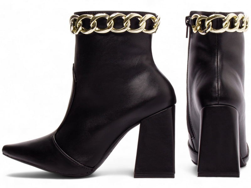 Bota Unique Torrícella - Pulseira com Corrente Dourada -Bico Fino