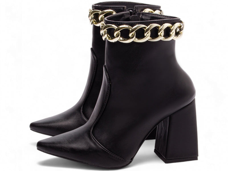 Bota Unique Torrícella - Pulseira com Corrente Dourada -Bico Fino