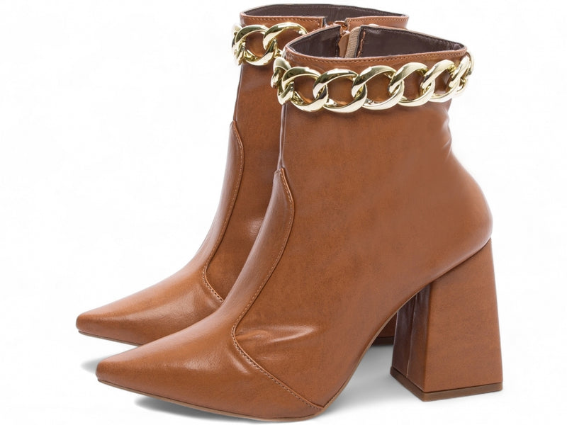 Bota Unique Torrícella - Pulseira com Corrente Dourada -Bico Fino