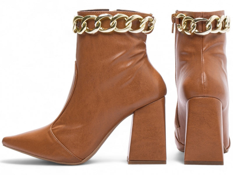 Bota Unique Torrícella - Pulseira com Corrente Dourada -Bico Fino