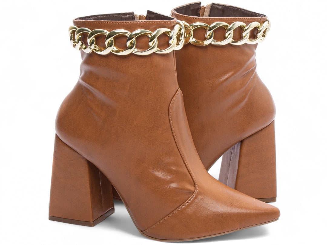 Bota Unique Torrícella - Pulseira com Corrente Dourada -Bico Fino