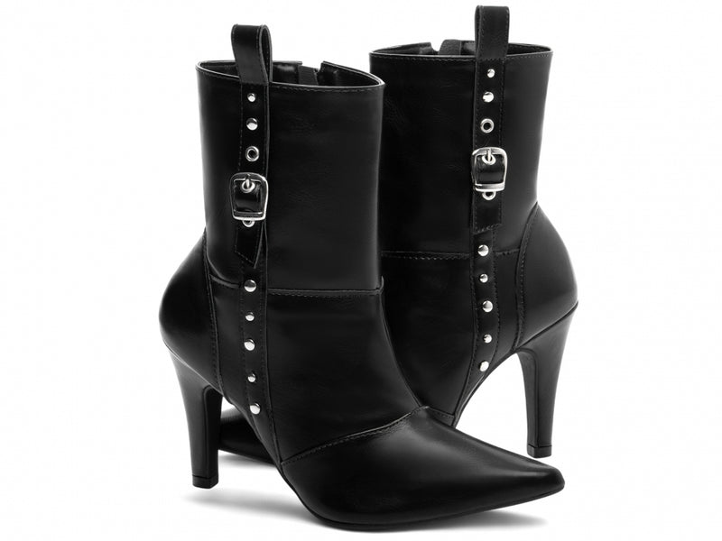 Bota Styles Preta Torrícella - Cano Médio - Bico Fino
