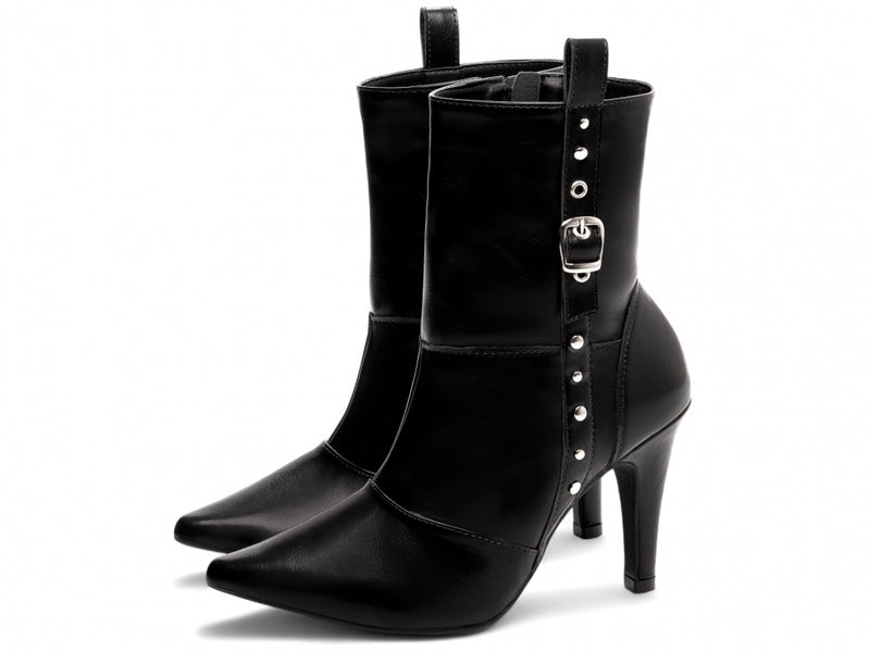 Bota Styles Preta Torrícella - Cano Médio - Bico Fino