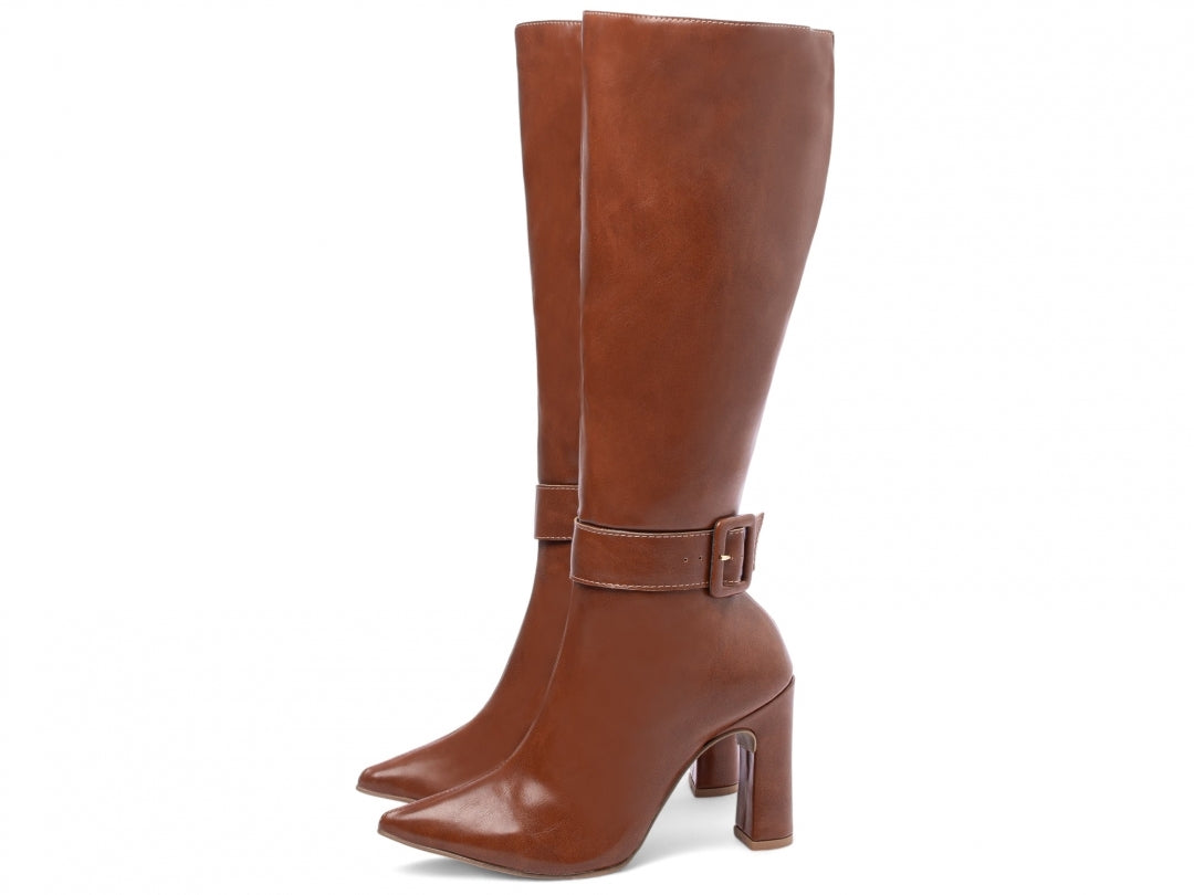 Bota Cano Alto Caramelo Torrícella - Detalhe com Fivela em Baixo - Bico Fino