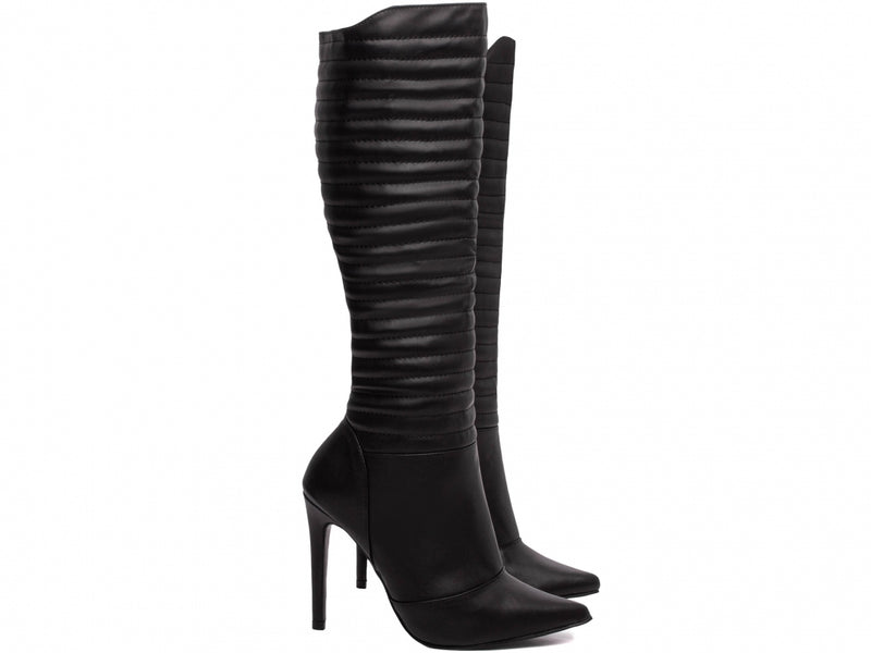 Bota Cano Alto Matelassê Torrícella - Detalhes em Costuras Matelassê - Bico Fino