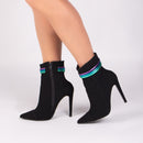 Bota Jovial Preta Torrícella - Tira em Cores Vibrantes - Bico Fino