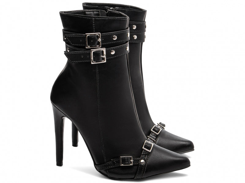 Bota Power Preta Torrícella - Fivela Prata - Bico Fino