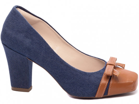 Sapato Jeans - Laço Caramelo